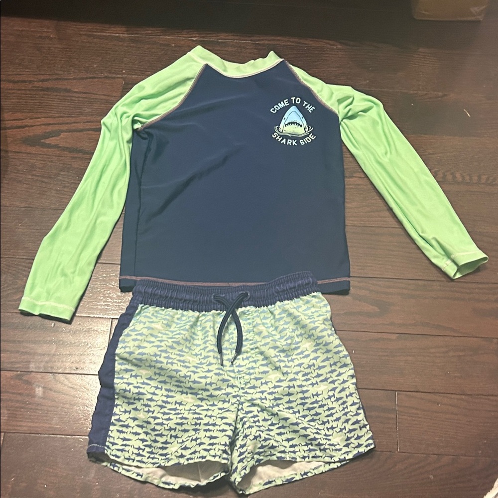 Oshkosh Kids Swim Set with Green and Blue Shark Design